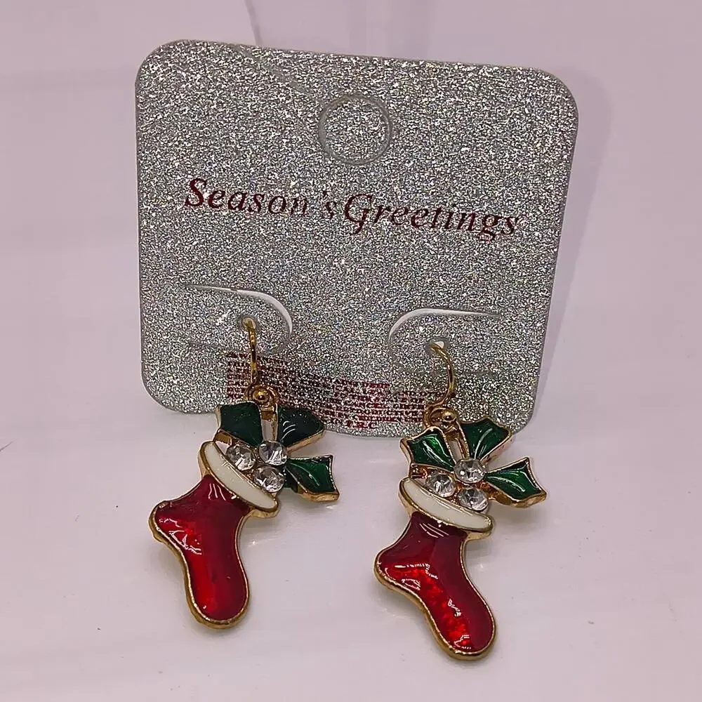 C 11 red christmas stocking earrings